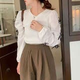 ホワイト | ニットトップス 重ね着風 春 春服 オフィスカジュアル 韓国ファッション 韓国 | SUNSHINE CLOSET