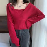 ワインレッド | ニットトップス レイヤード風 風 | SUNSHINE CLOSET