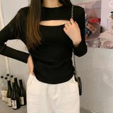 ブラック | ニットトップス 胸開き ニットウエア | SUNSHINE CLOSET