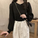 ブラック | ニットブラウス 異素材 風トップス | SUNSHINE CLOSET