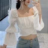 ホワイト | バックリボン ブラウス スクエアネック | SUNSHINE CLOSET