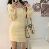 ベージュ | リブニットワンピース レディース 韓国風 | ANGELCLOSET