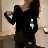 ブラック | リブニット レディース カシュクール風 | SUNSHINE CLOSET