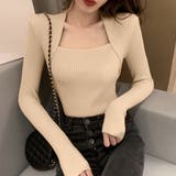 ベージュ | スクエアネック リブニット レディース | SUNSHINE CLOSET