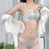 ライトグレー | 花柄レース ブラ 下着セット | ANGELCLOSET