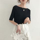 ブラック | サマーニット リブ編み トップス | SUNSHINE CLOSET