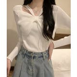 フロントリボンリブニットトップス大人秋服 | SUNSHINE CLOSET | 詳細画像1 