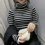 ボーダー柄ニットトップス タートルネック | SUNSHINE CLOSET | 詳細画像6 