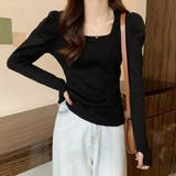 フィンガーホール ニットトップス 韓国風 | SUNSHINE CLOSET | 詳細画像1