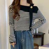 ワンショルダー ボーダー柄ニットトップス | SUNSHINE CLOSET | 詳細画像1