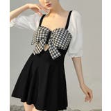 千鳥格子 ワンピース水着 パフスリーブ | SUNSHINE CLOSET | 詳細画像1 