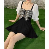 千鳥格子 ワンピース水着 パフスリーブ | SUNSHINE CLOSET | 詳細画像4 