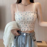 カップ付き シャーリング花柄キャミソール | ANGELCLOSET | 詳細画像1