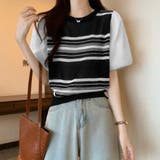 サマーニット異素材切り替えニットトップス | SUNSHINE CLOSET | 詳細画像6