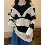 ボーダー柄ニットトップス オフショルダー | SUNSHINE CLOSET | 詳細画像2