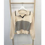 ポロカラーボーダーニットトップスVネック | SUNSHINE CLOSET | 詳細画像12