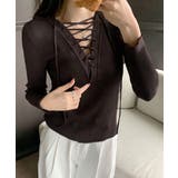 Vネックレースアップ 薄手長袖 トップス | SUNSHINE CLOSET | 詳細画像4