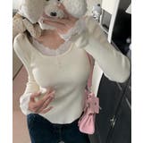 レイヤードニットトップス レース切替え | SUNSHINE CLOSET | 詳細画像7 