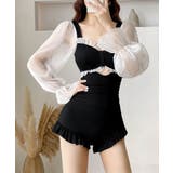 ワンピース水着 シースルー袖 体型カバー | SUNSHINE CLOSET | 詳細画像1 