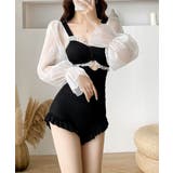 ワンピース水着 シースルー袖 体型カバー | SUNSHINE CLOSET | 詳細画像2 