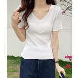 Vネックリブニットトップス 着やせ 無地 | ANGELCLOSET | 詳細画像3