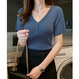 Vネックリブニットトップス 着やせ 無地 | ANGELCLOSET | 詳細画像6