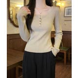 リブニットトップス 着やせ 無地 韓国風 | SUNSHINE CLOSET | 詳細画像10 