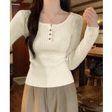 リブニットトップス 着やせ 無地 韓国風 | SUNSHINE CLOSET | 詳細画像8 