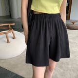 ブラック | プリーツパンツ ショート ワイドパンツ | ANGELCLOSET
