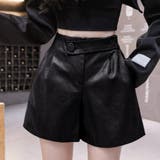ブラック | フェイクレザーショートパンツ 細見え 春 | ANGELCLOSET