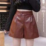 レッドブラウン | フェイクレザーショートパンツ 細見え 春 | ANGELCLOSET