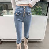 サックス | スキニーパンツ レディース ハイウエスト | ANGELCLOSET