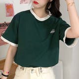 バイカラーTシャツ 韓国半袖 カジュアル | ANGELCLOSET | 詳細画像1