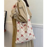 ニットトートバッグ リボン柄ニット編み鞄 | SUNSHINE CLOSET | 詳細画像1