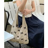 ニットトートバッグ リボン柄ニット編み鞄 | SUNSHINE CLOSET | 詳細画像8