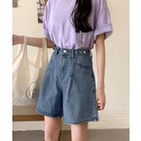 ウエスト調節可能デニムショートパンツ美脚 | SUNSHINE CLOSET | 詳細画像1