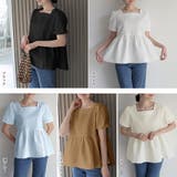 ペプラムブラウス スクエアネックトップス | ANGELCLOSET | 詳細画像2