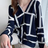 幾何学模様ブラウスレディースVネック長袖 | SUNSHINE CLOSET | 詳細画像10