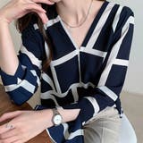 幾何学模様ブラウスレディースVネック長袖 | SUNSHINE CLOSET | 詳細画像12