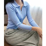 リブニットトップスレディースジップアップ | SUNSHINE CLOSET | 詳細画像10 