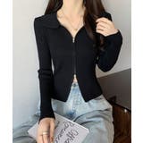 リブニットトップスレディースジップアップ | SUNSHINE CLOSET | 詳細画像2 