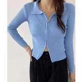 リブニットトップスレディースジップアップ | SUNSHINE CLOSET | 詳細画像8 