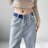 配色ストレートデニムパンツ ハイウエスト | SUNSHINE CLOSET | 詳細画像10 