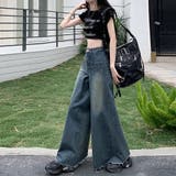 ワイドデニム レディースフレアパンツ韓国 | SUNSHINE CLOSET | 詳細画像13 