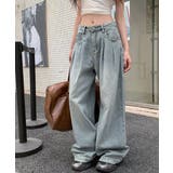 タックワイドデニムパンツレディース韓国風 | SUNSHINE CLOSET | 詳細画像1 