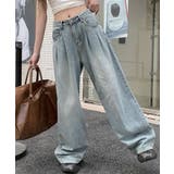 タックワイドデニムパンツレディース韓国風 | SUNSHINE CLOSET | 詳細画像2 