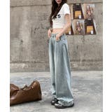 タックワイドデニムパンツレディース韓国風 | SUNSHINE CLOSET | 詳細画像4 