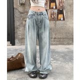 タックワイドデニムパンツレディース韓国風 | SUNSHINE CLOSET | 詳細画像5 