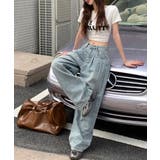 タックワイドデニムパンツレディース韓国風 | SUNSHINE CLOSET | 詳細画像6 