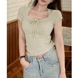 ペンタゴンネックtシャツ半袖 レディース ドロストトップス | SUNSHINE CLOSET | 詳細画像10 